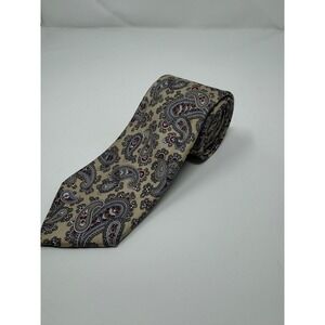 Christian Dior Silk Necktie Italy‎ Paisley Pattern Men's Luxury Beige